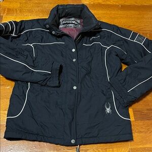 Spyder Black jacket, KIDS Power Jacket SIZE 20 vintage jacket. WORN BY WOMAN